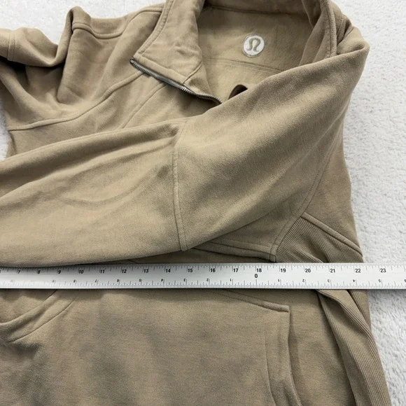 Lululemon Scuba Oversized Half-Zip Funnel Neck Tan Khaki M/L Sweatshirt - Picture 6 of 8